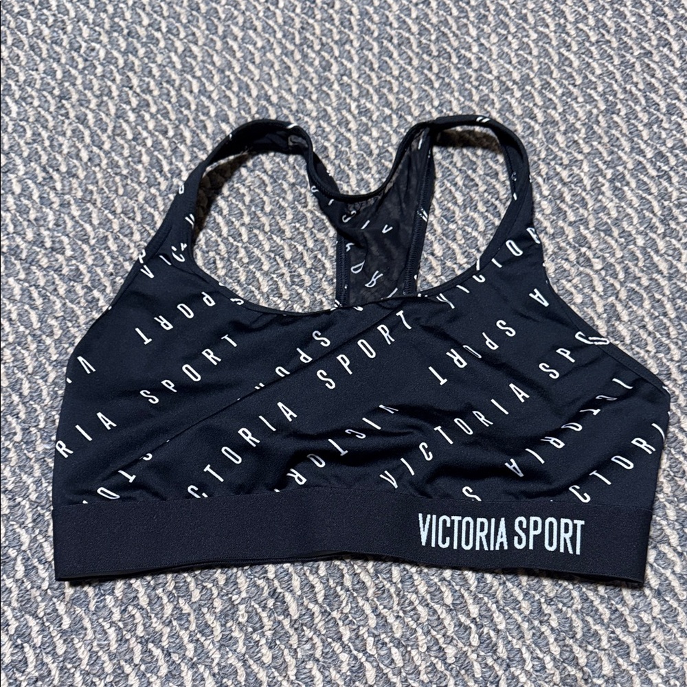 Victoria's Secret Black Sports Bra with White Lettering